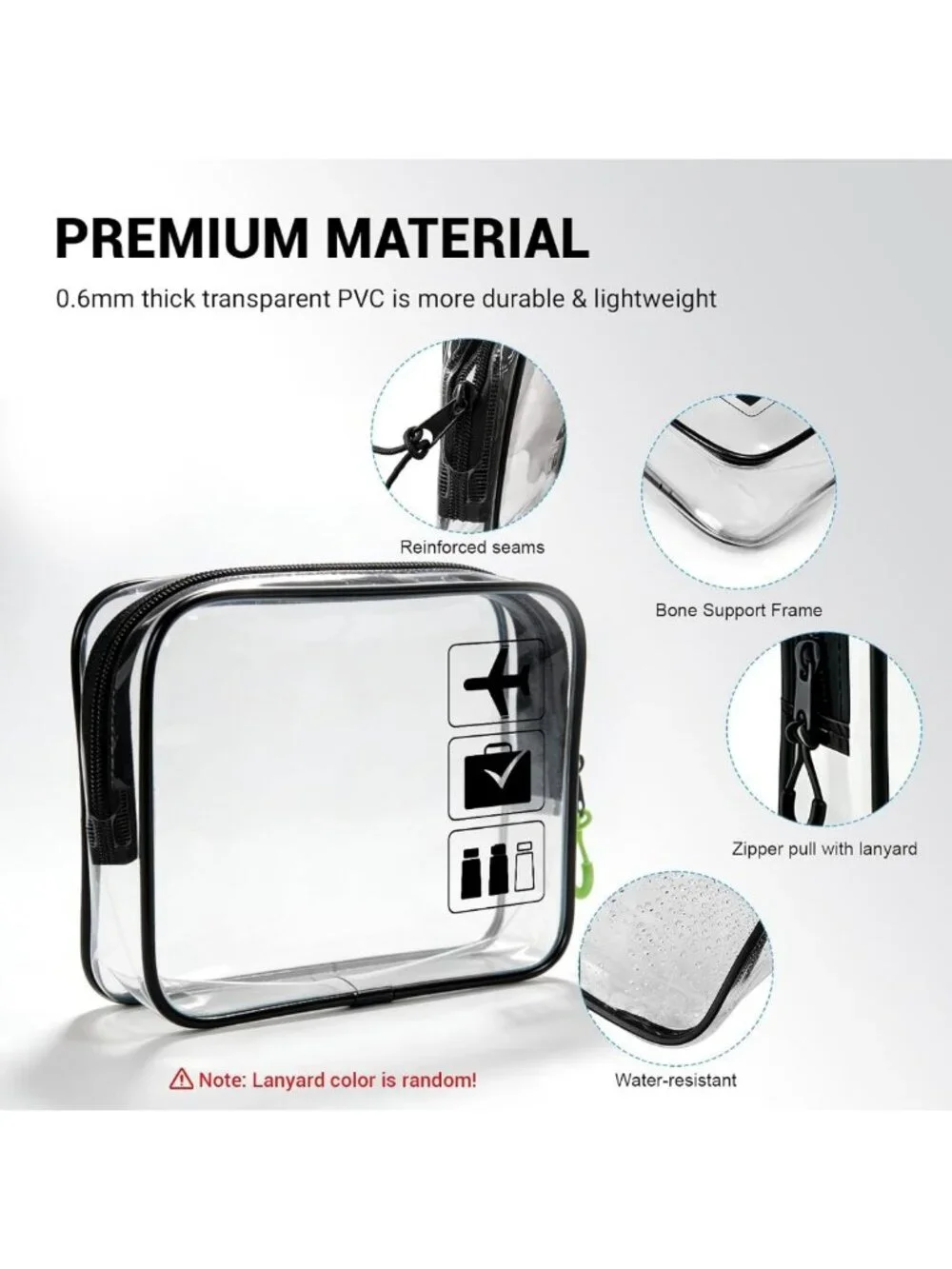 TSA Approved Clear Toiletry Bag Set - 3pcs Travel Makeup & Cosmetic Bags